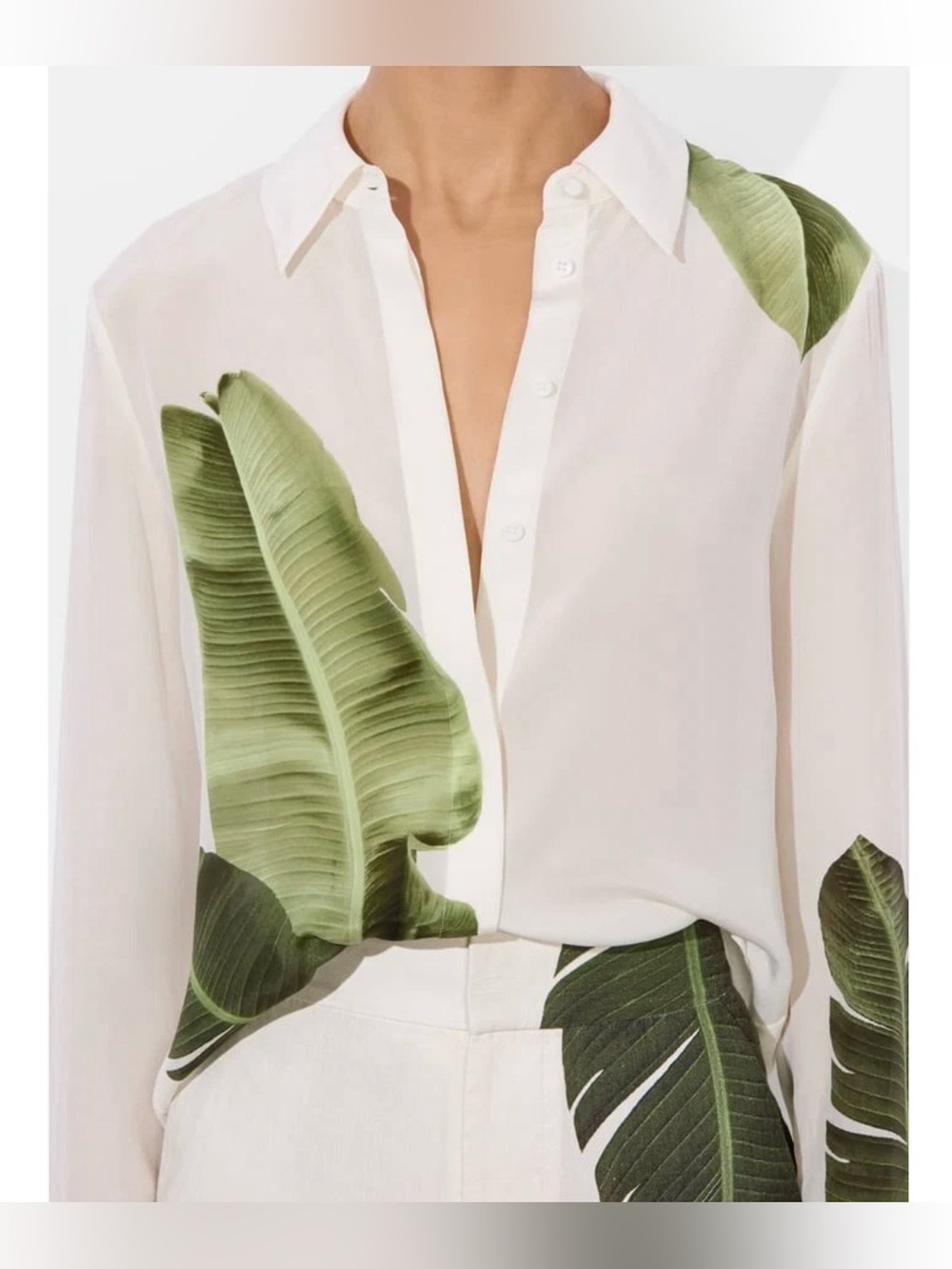 Alice + Olivia Willa Silk Blouse Jungle Palm - Picture 4 of 8
